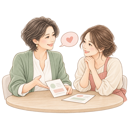 相談しながらサービスの魅力を整理する様子